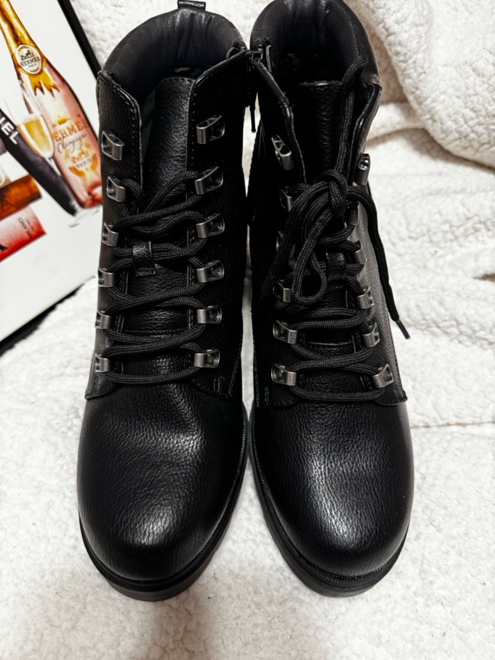 No Boundaries Black Lace-Up Combat Boots with Lug Sole‎ - Picture 5 of 9